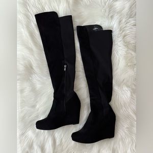 Thigh High Black Suede Style Boots